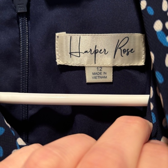 Harper Rose Dot Print Sleeveless Midi Dress in Navy Size 12 NWT - Picture 4 of 6